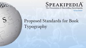 Proposed Standards for Book Typography